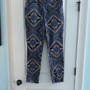 Chico's Blue and Black Patterned Straight Leg Pants
